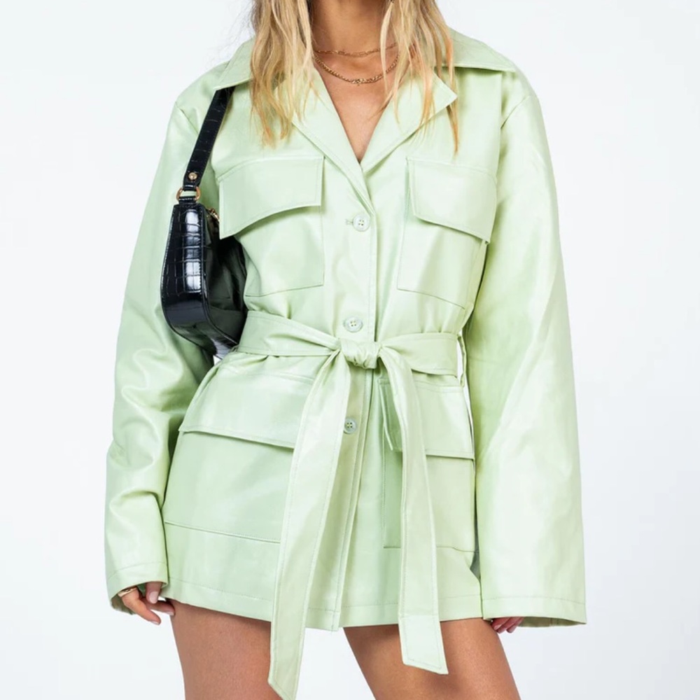 NWOT Bobbles & Lace Vegan Leather Trench Coat